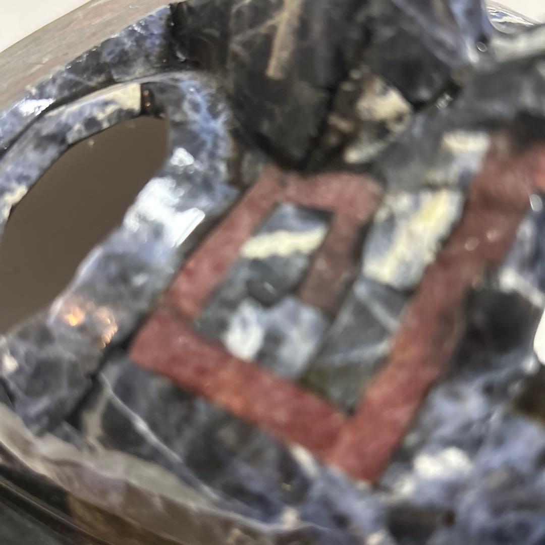 石材製 顔面マスク 黒色台座付き