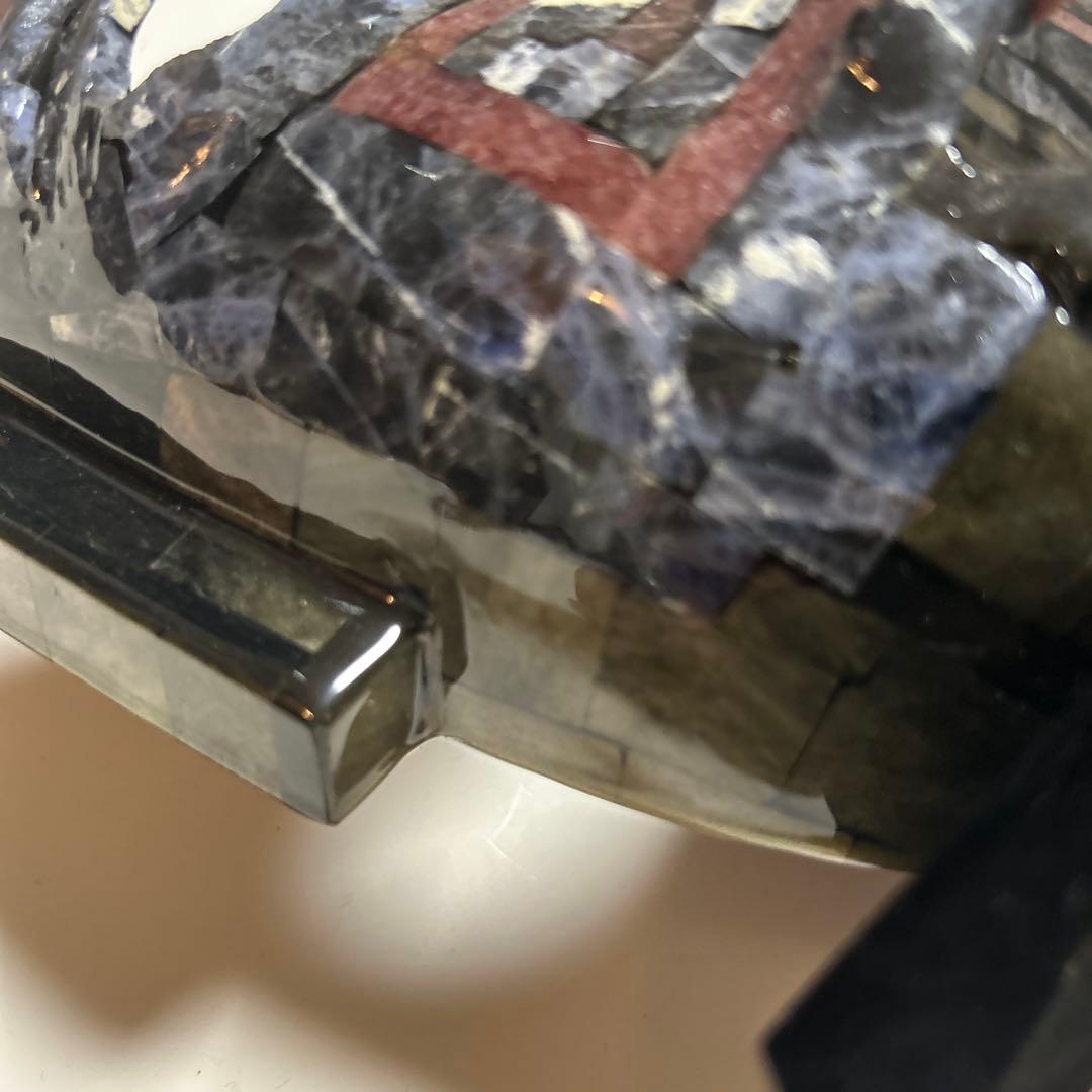 石材製 顔面マスク 黒色台座付き