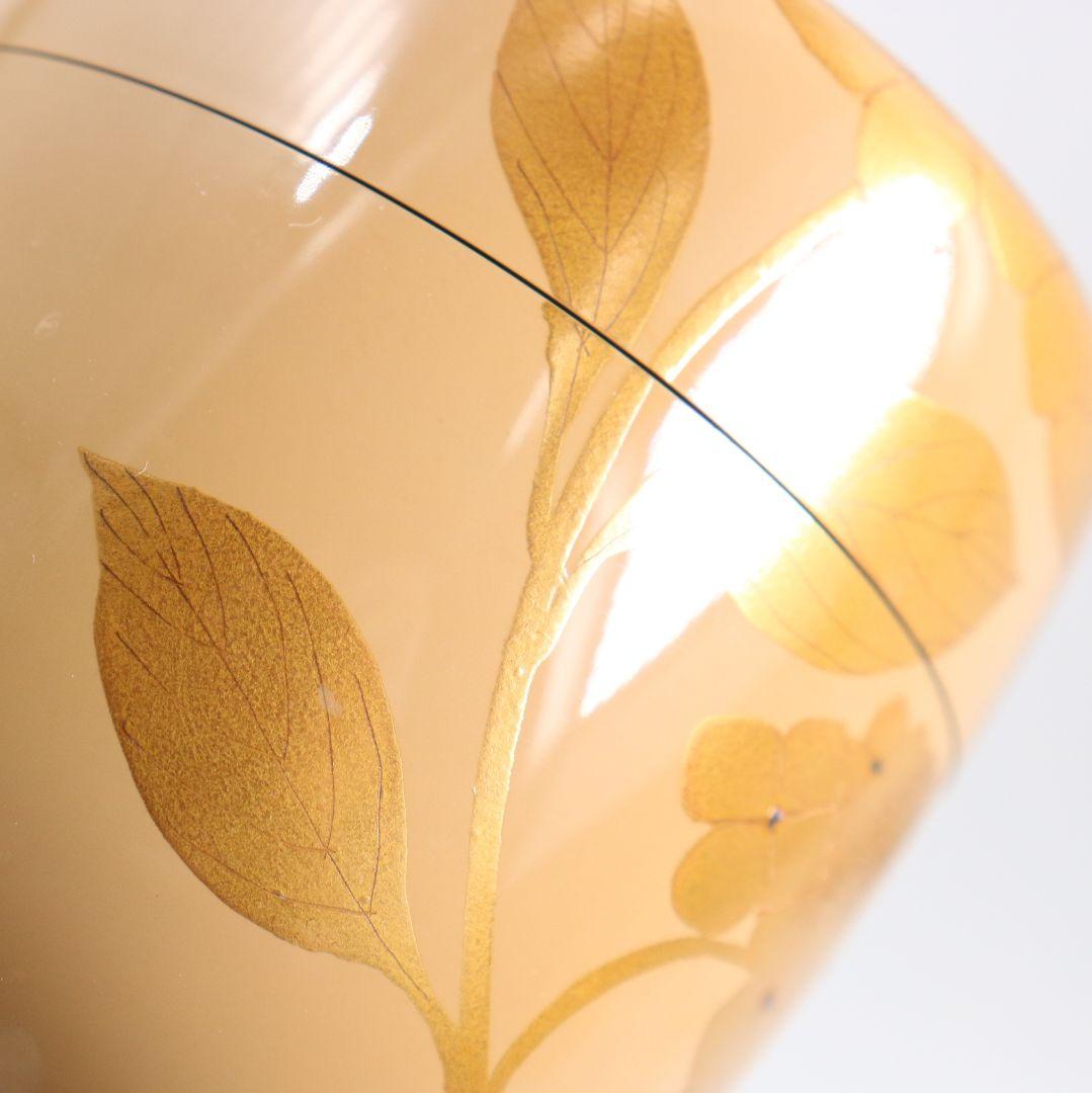 高田犀光作 白漆 紫陽花 中棗 茶道具 共箱　V920　N7