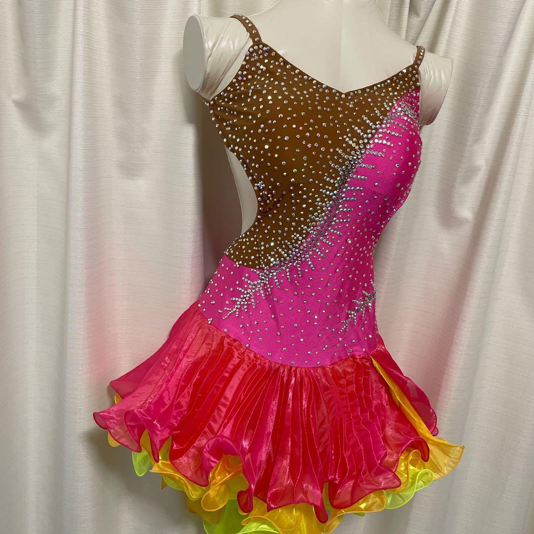 ラテンドレス S〜M 社交ダンスドレス デモ 競技会 胸パッド インナーパンツ