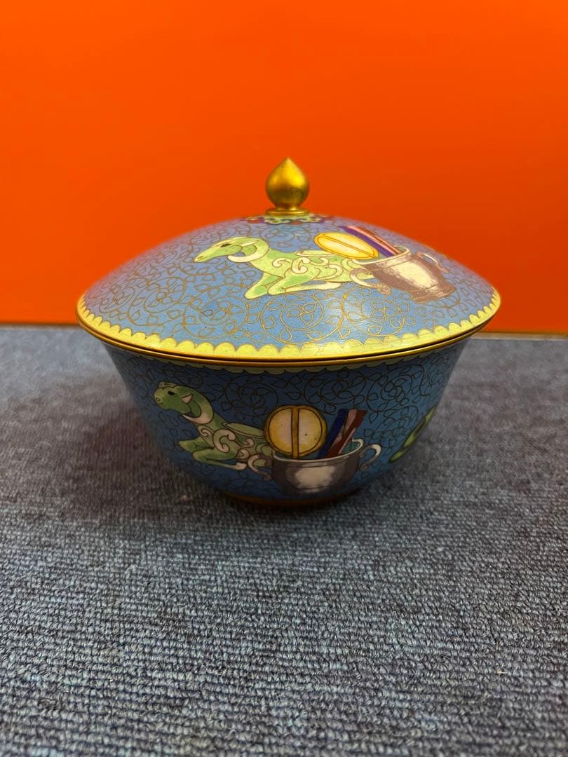 1210 中国美術　景泰藍　七宝　琺瑯　鉢　時代物