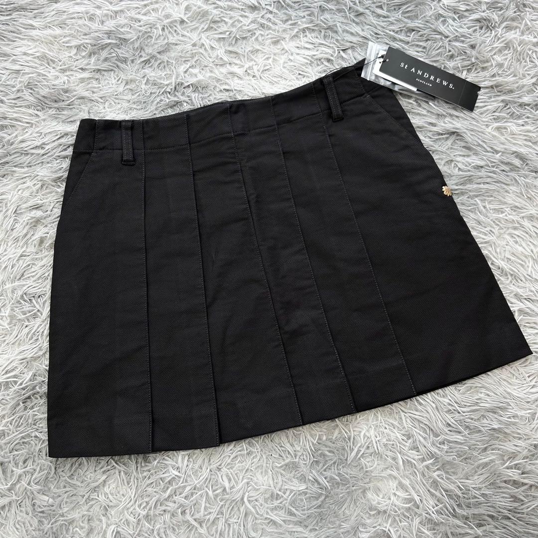 新品　セントアンドリュース　スカート　プリーツ　ストレッチ　秋冬　グレー　L
