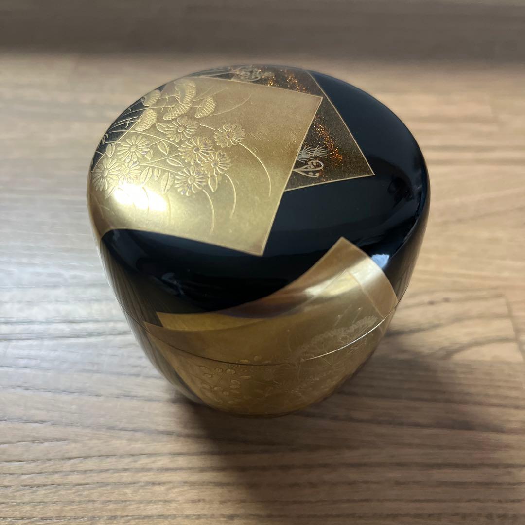 京塗 蒔絵 棗（共箱付き・茶道具）