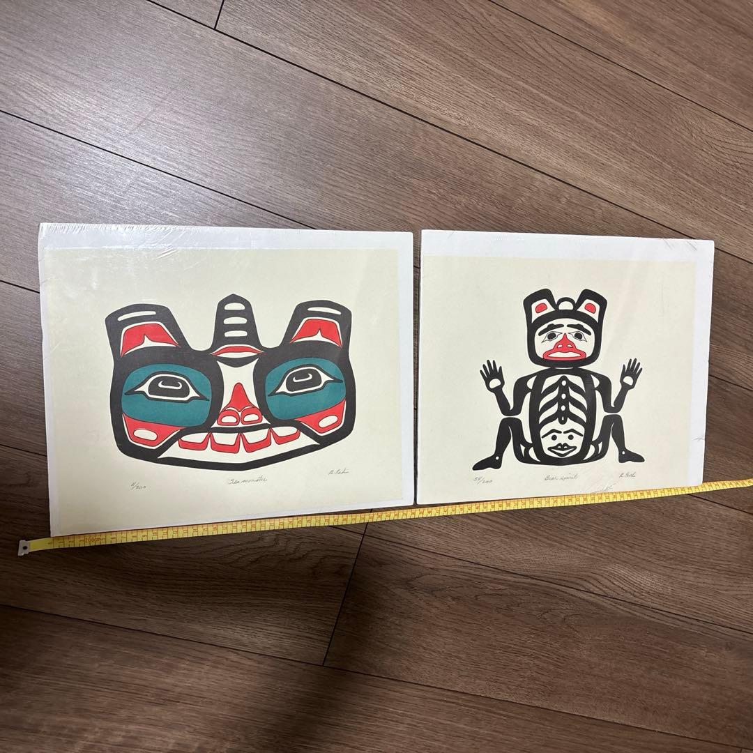 アラスカ　部族　ネイティブアメリカン　原画　アート2枚