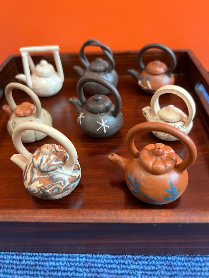 1135  急須　ミニチュア　8客　中国茶器　木箱付き