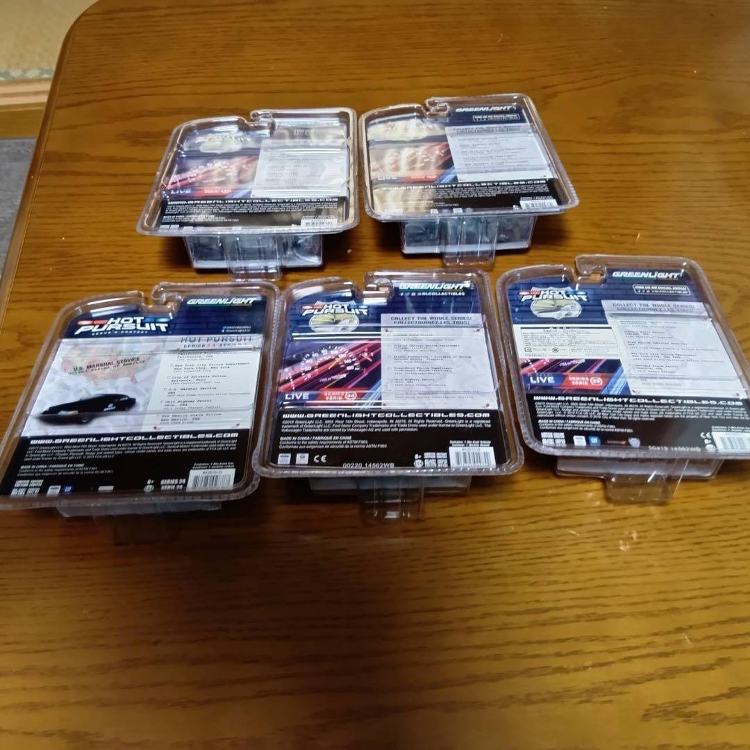 【5台セット】グリーンライト　ホットパシュート パトロールカー　1/64