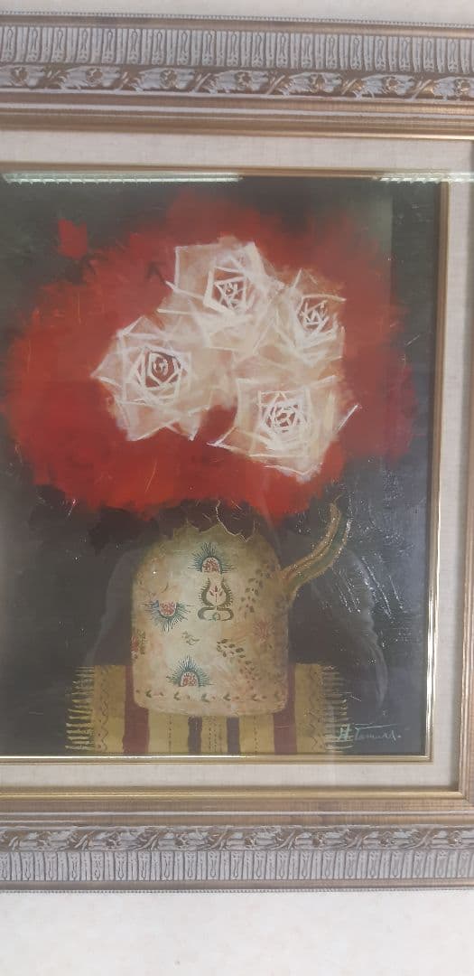 田村一  薔薇 油彩 額装 f6 佳作