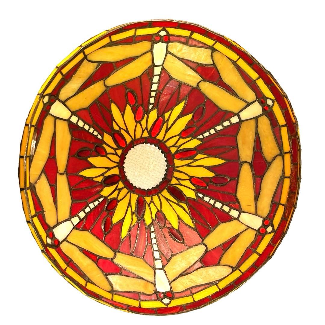 ステンドグラス ヴィンテージテーブルランプ ３灯　トンボ　 アンティーク