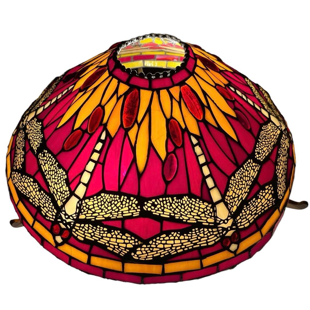 ステンドグラス ヴィンテージテーブルランプ ３灯　トンボ　 アンティーク