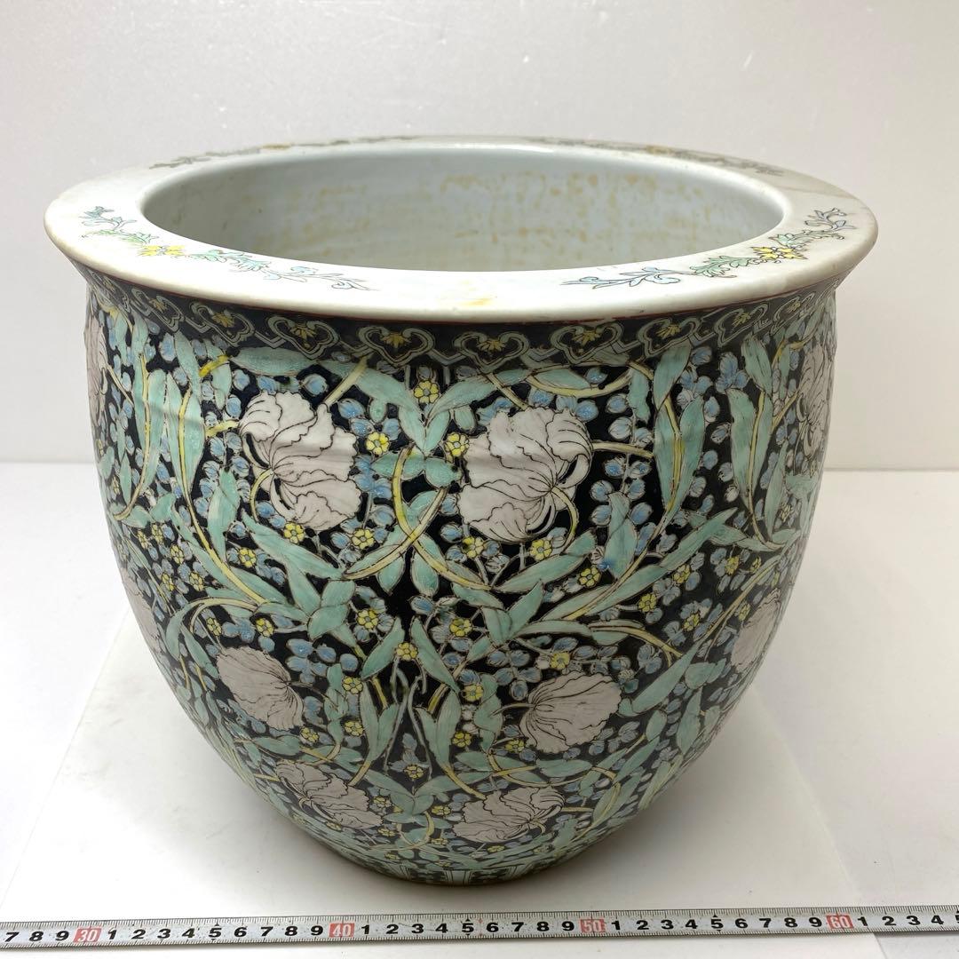 専用　中国清時代　粉彩大鉢　高さ約27㎝　タエチ　東さ7-0130☆2F