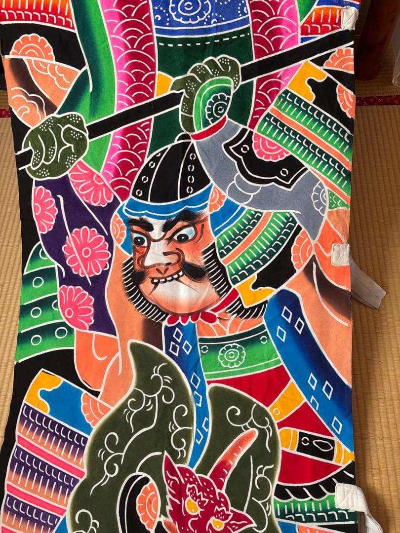 のぼり旗　５人武者　当時物　 71✖️750 1－5