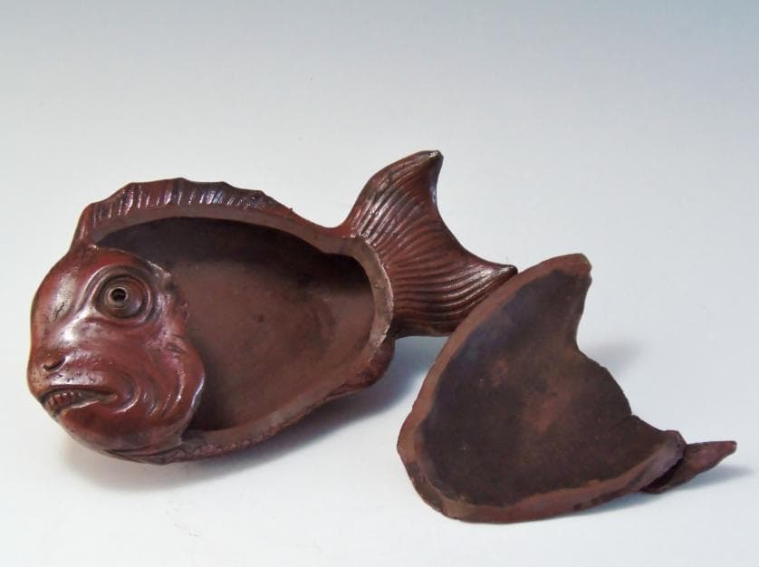 鯛 香炉 置物 古備前 骨董 備前焼 約20cm レア古備前・レア備前焼 和骨董