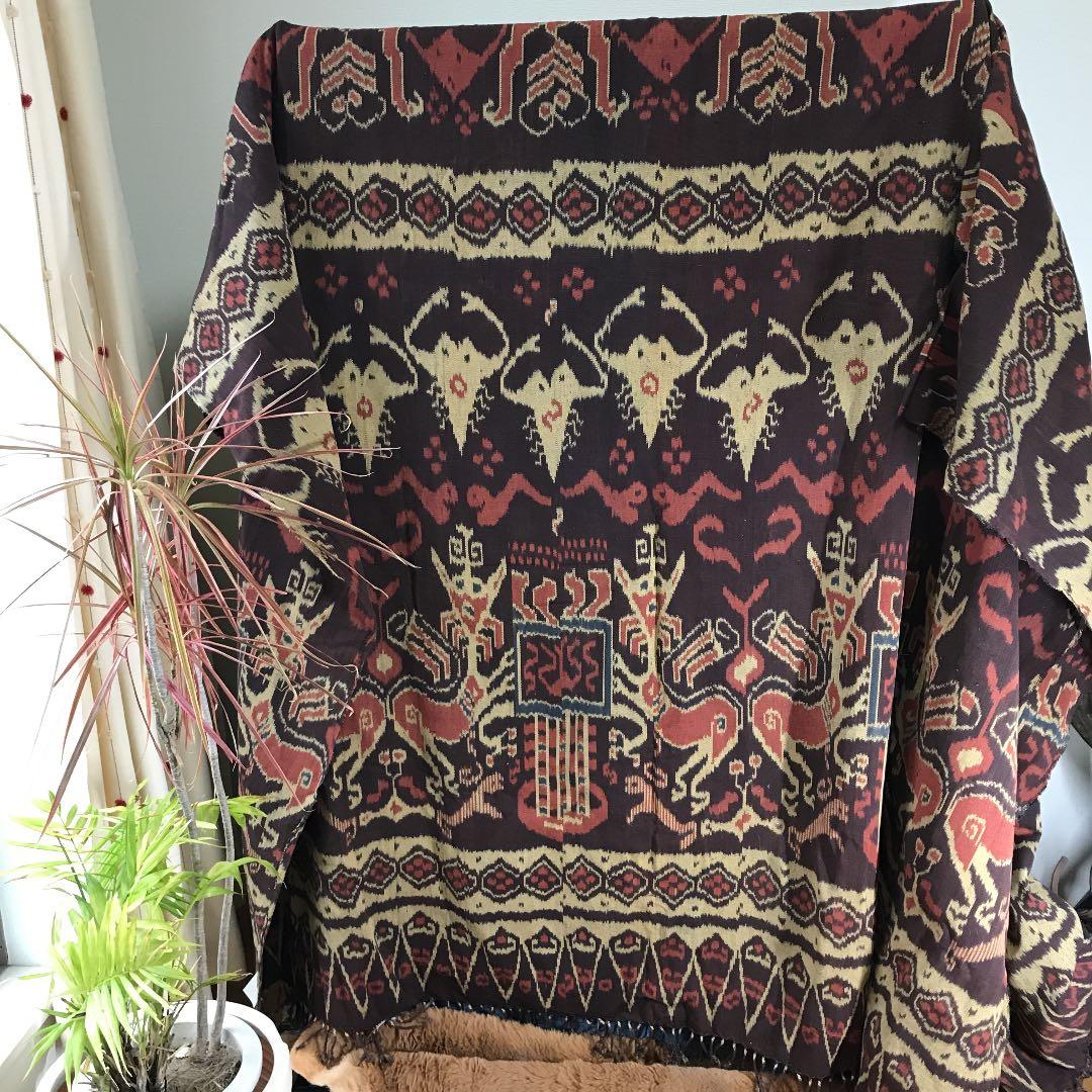 インドネシア　アンティーク　イカット　タペストリー　布