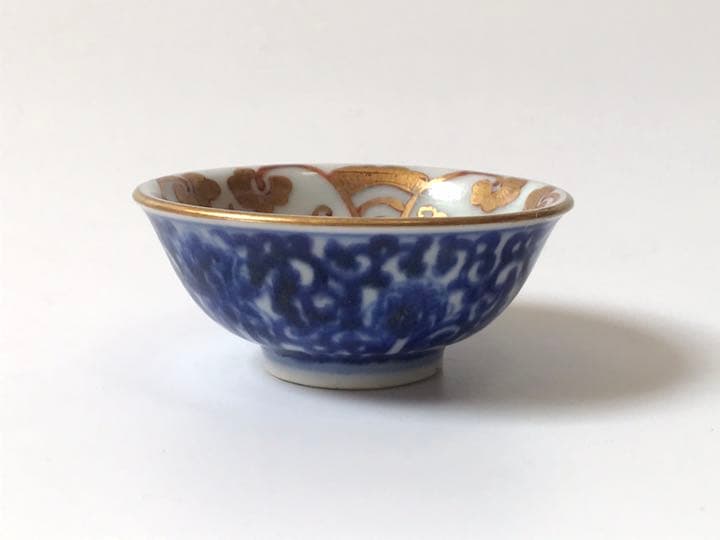 骨董　アンティーク　大日本永楽造　金彩　染付　煎茶碗　酒器　猪口　染錦