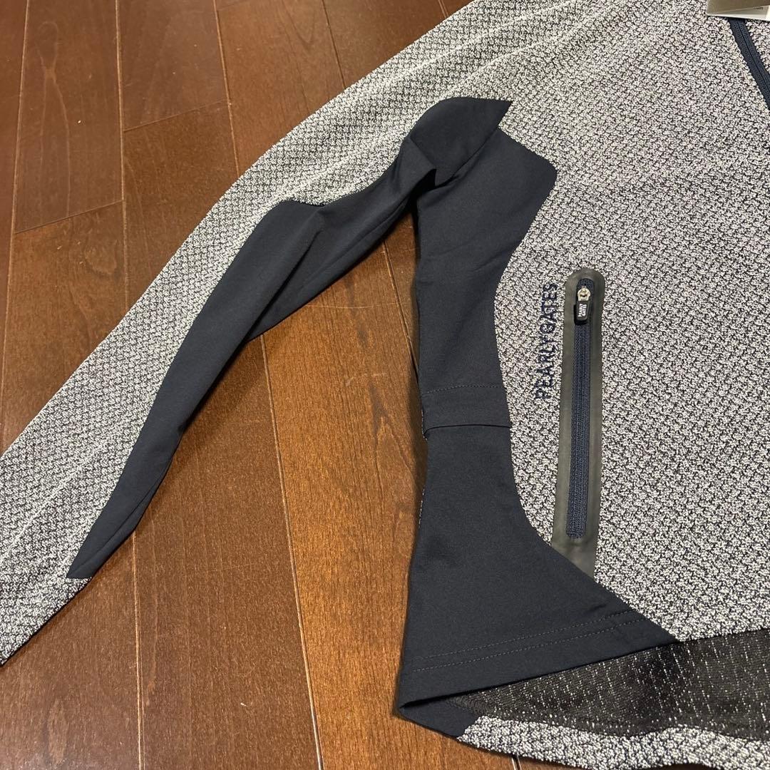 パーリーゲイツダイヤニットジャガードグレー×濃紺色ジャケットサイズ1