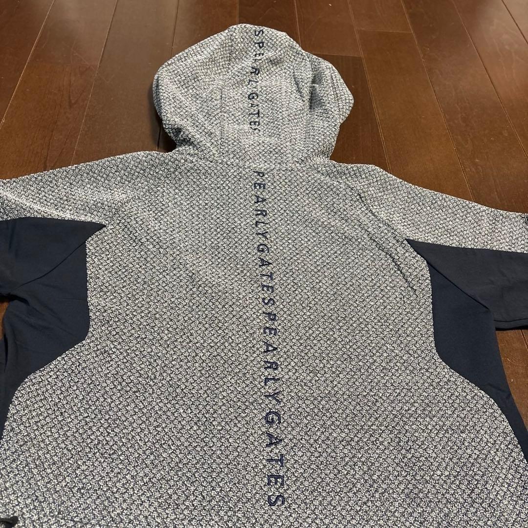 パーリーゲイツダイヤニットジャガードグレー×濃紺色ジャケットサイズ1