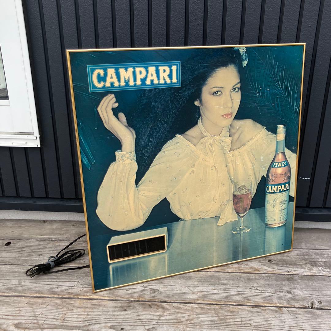 昭和レトロ カンパリ パネル時計 女性柄立て看板 サインボード 店舗什器 古道具