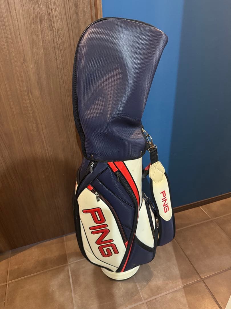 PING キャディバッグ ネイビー/ホワイト/レッド