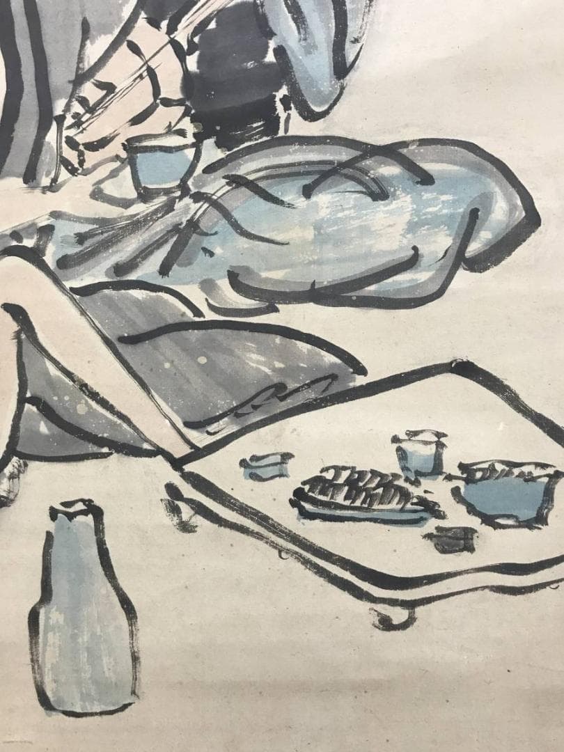 真作/雲山（画）/春畝（賛）/酒気美人画賛/美人図/掛軸/名家伝来/AD-852