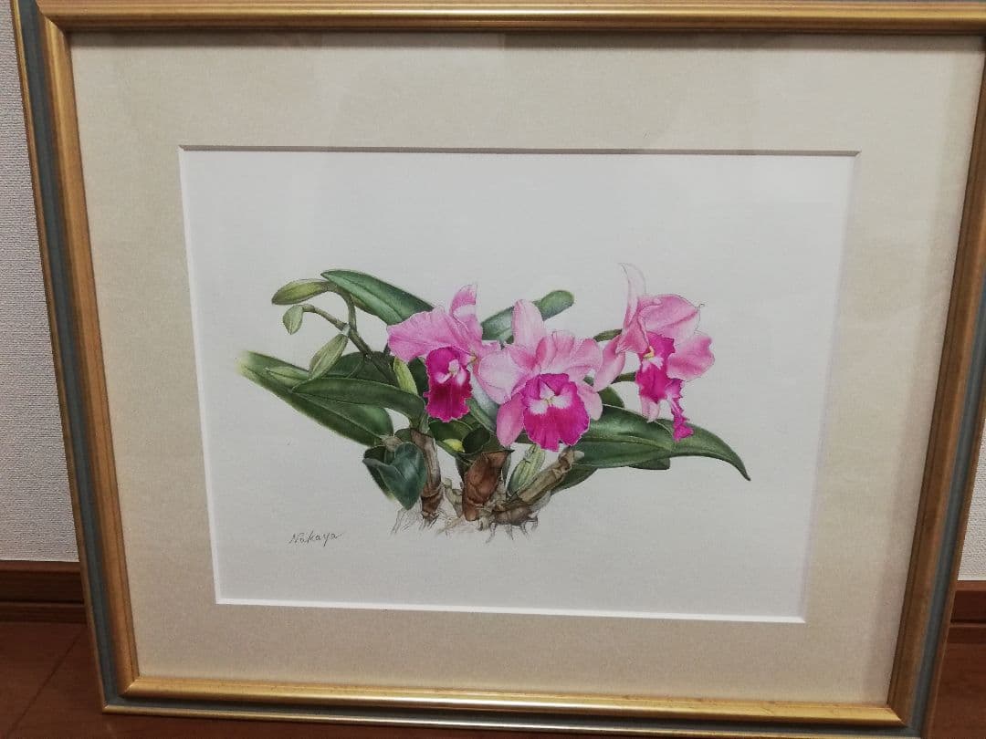 水彩絵画『カトレア』中谷道江作