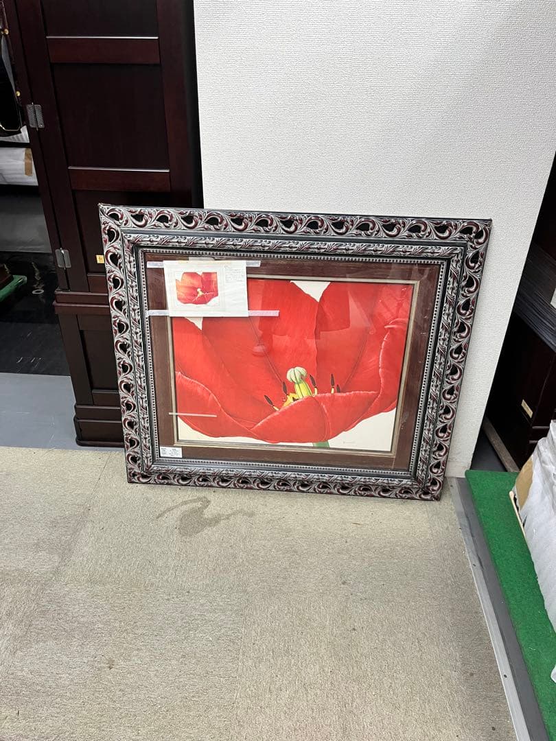 油絵 赤いチューリップ