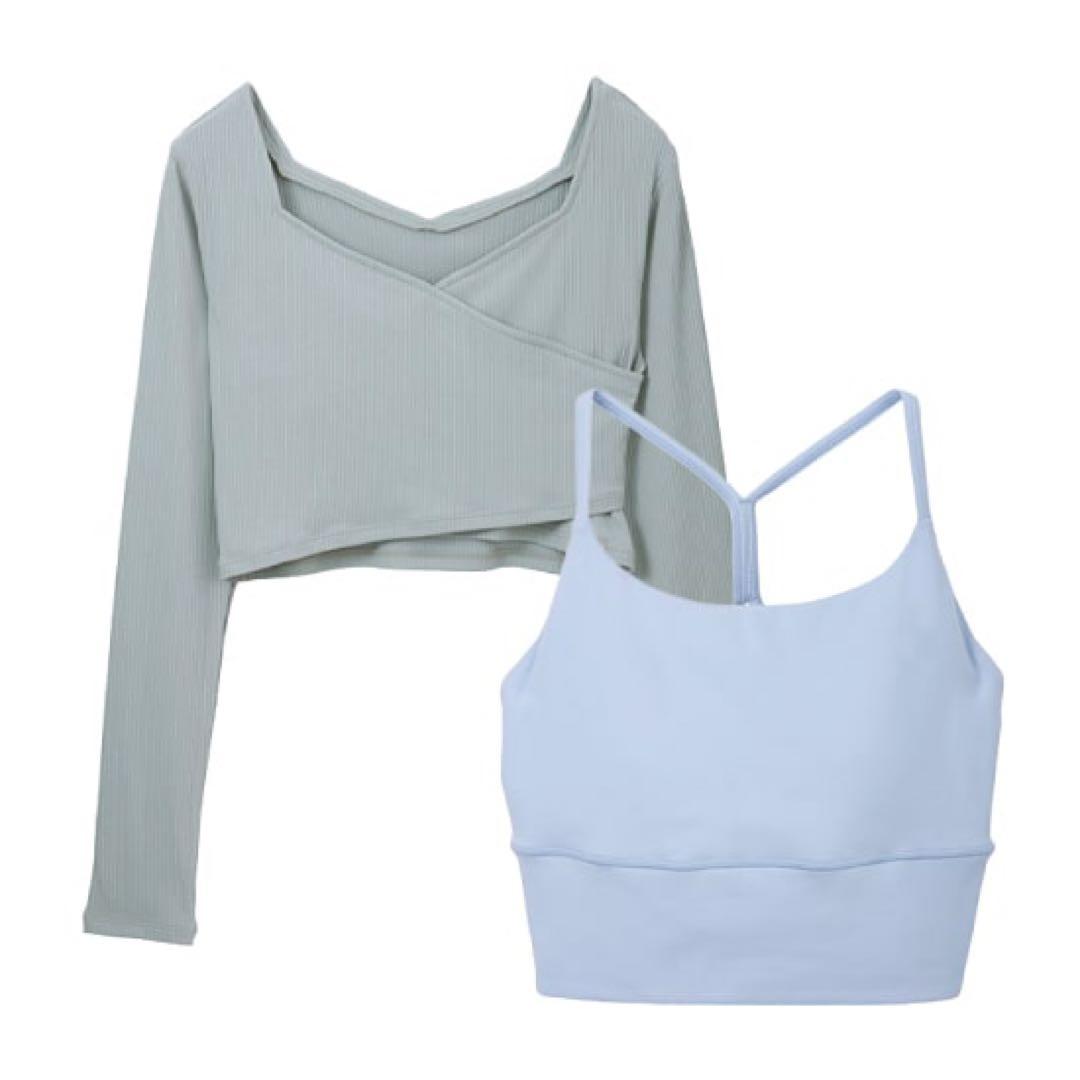 【新品未使用】SUKALA ブラトップ付きリブカシュクールトップス Sサイズ