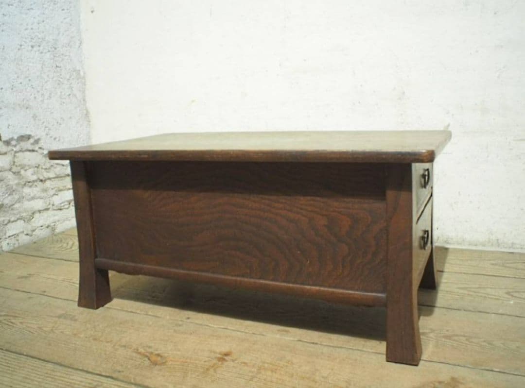 1080 アンティーク　両面収納のローテーブル　文机　陳列台　引き出し　レトロ