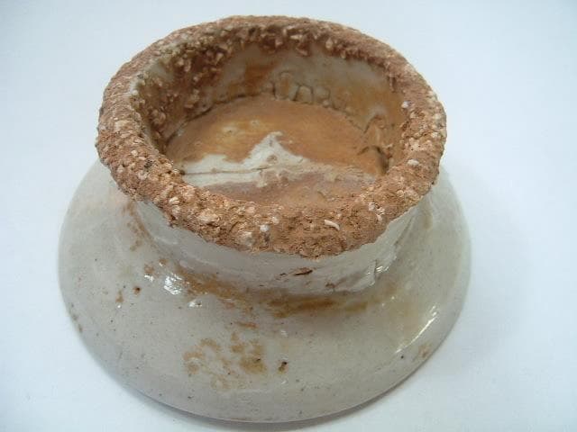 盃台■李朝 粉引 白釉 古い時代物の祭器 高台皿 砂高台 酒器 骨董品 希少■