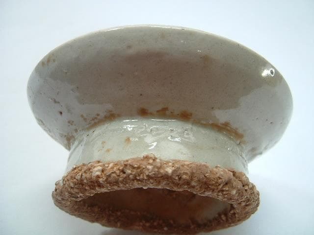 盃台■李朝 粉引 白釉 古い時代物の祭器 高台皿 砂高台 酒器 骨董品 希少■