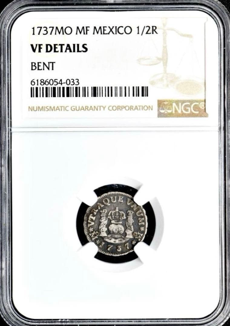 スペイン領 メキシコ 1737年 1/2レアル銀貨 NGC 希少品 ピラーダラー