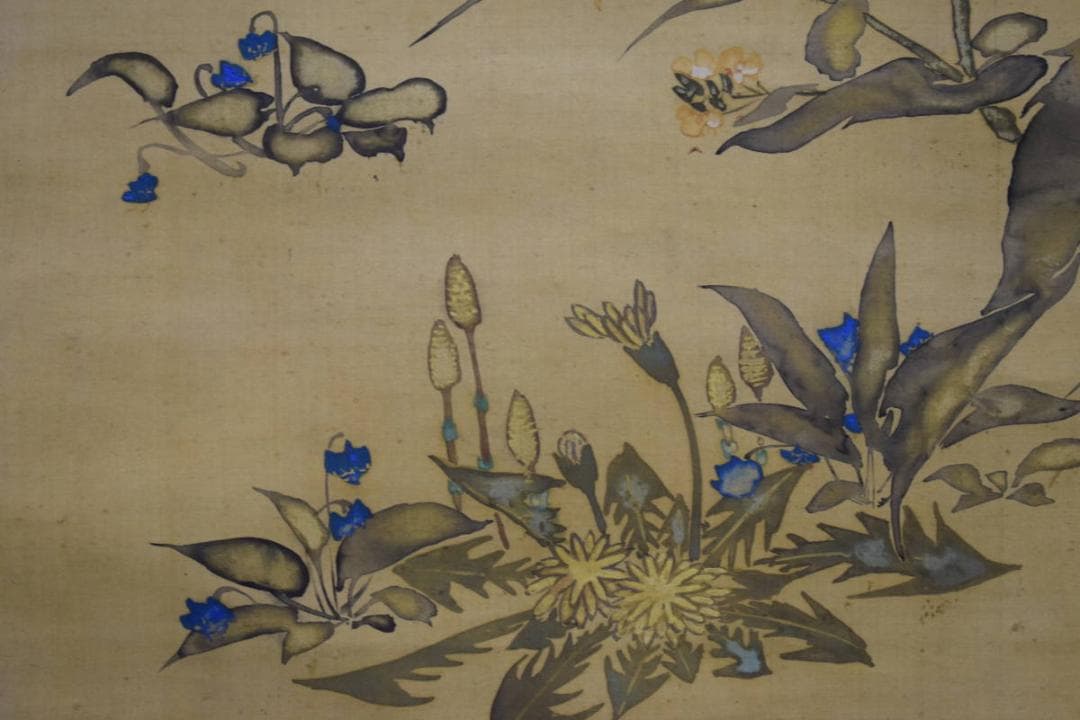 模写/酒井抱一/花蝶図/絹表装/布袋屋掛軸HG-231