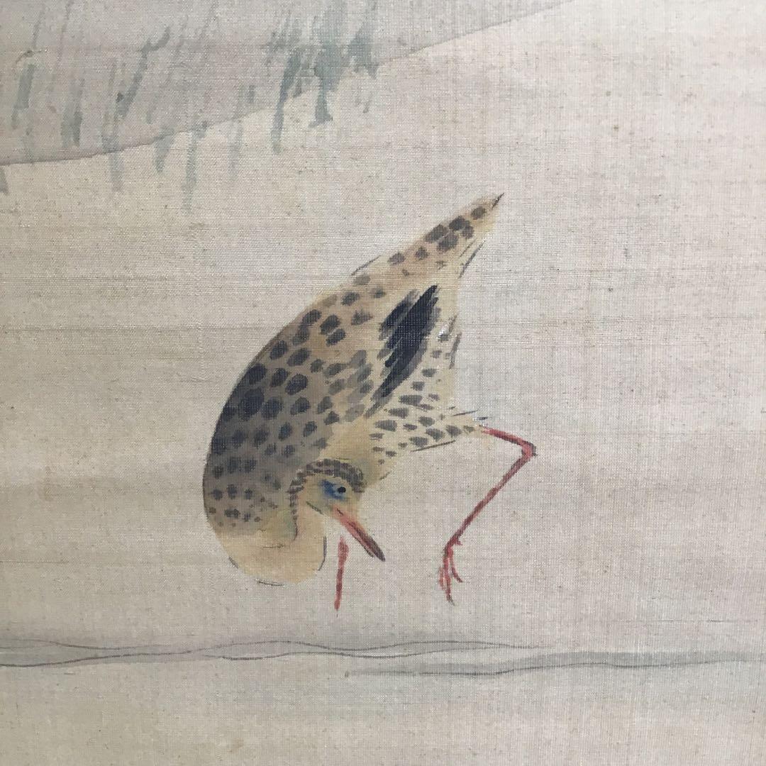 掛軸　水鶏(くいな) 渡辺清作　鑑定箱書付　共箱　紙箱　S936KJ