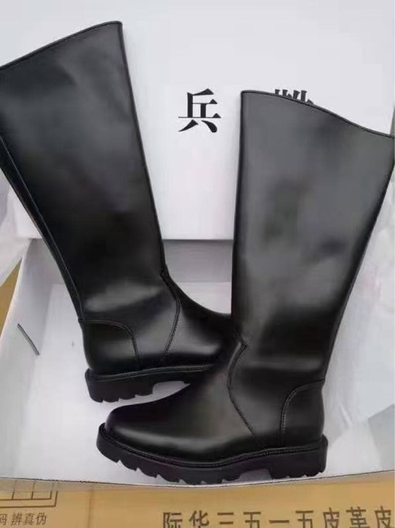 新品未使用　中国人民解放軍用ロング本革ブーツ　乗馬儀仗隊