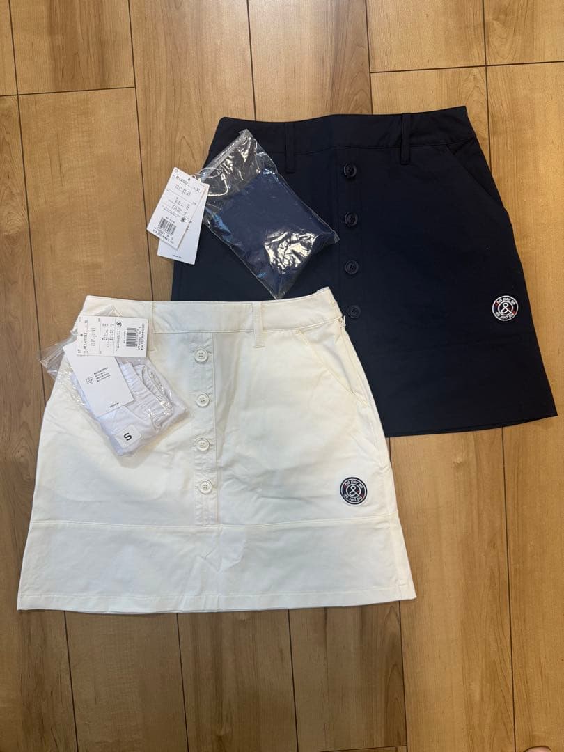and per se ネイビー ホワイト スカート S 2枚セット