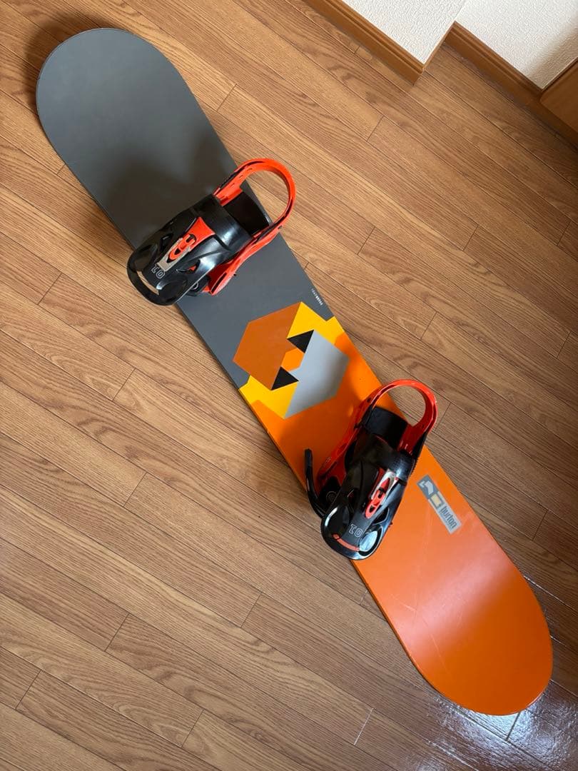 BURTONオレンジ グレー スノーボード ビンディング付き