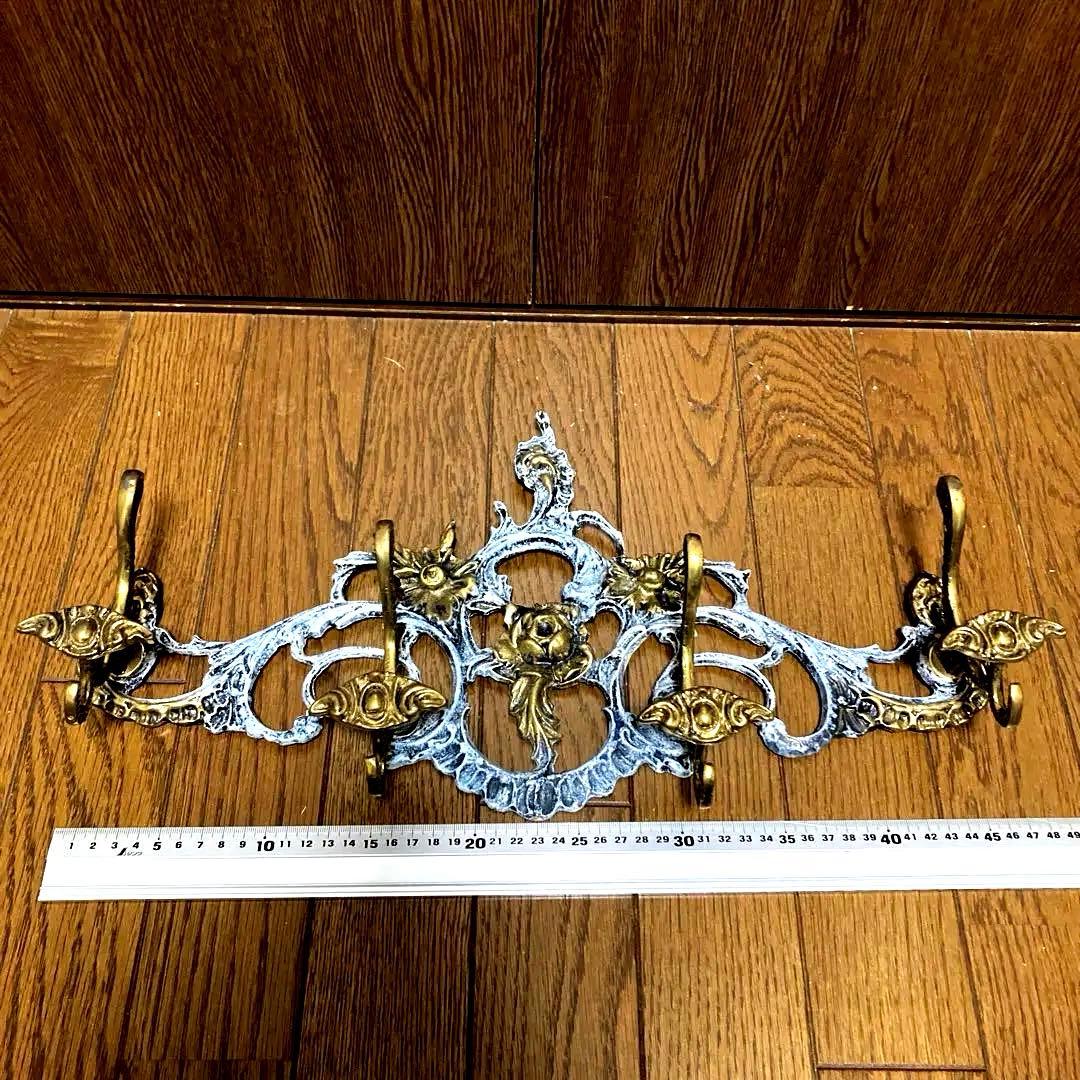 イタリア製　バロックスタイル 真鍮製コートハンガー 4フック