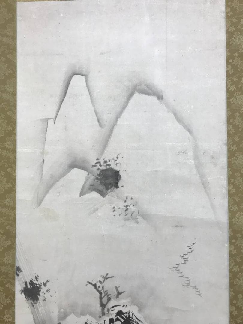 真作/根本幽峨/山水図/雪景漁夫図/掛軸☆宝船☆AH-650