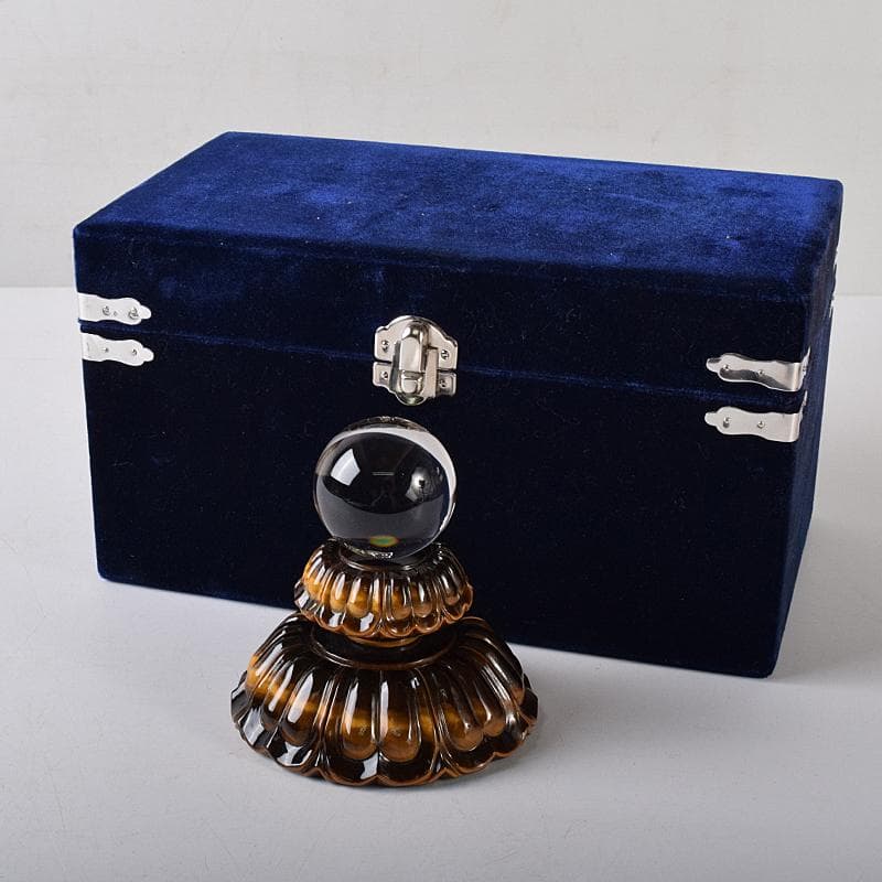 水晶玉　パワーストーン　直径約41㎜　虎目石台　M　R8379