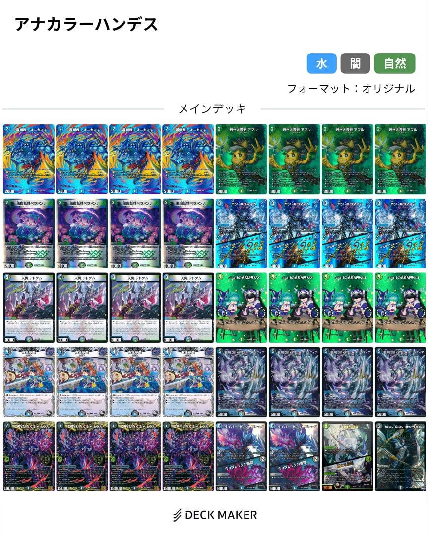 アナカラージャオウガ　デッキ　アナカラーハンデス
