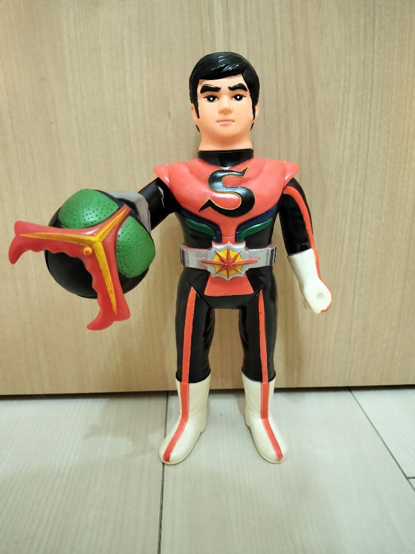 【極希少】　旧バンダイ　仮面ライダーストロンガー　面取れソフビ　当時物