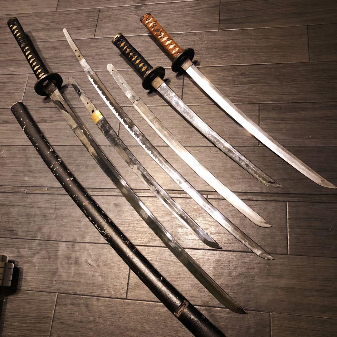 模造刀　大小6本セット　太刀　脇差　骨董品　模擬刀まとめ　ジャンク品あり　刀身