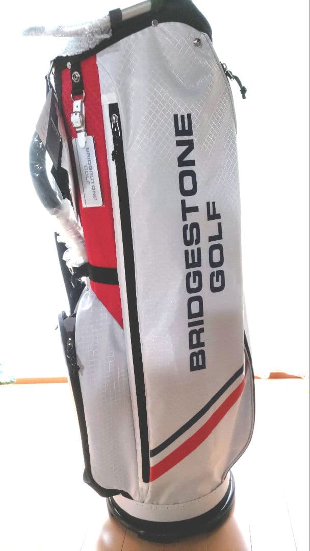 ワカメBRIDGESTONE GOLF キャディバッグ ホワイト/レッド