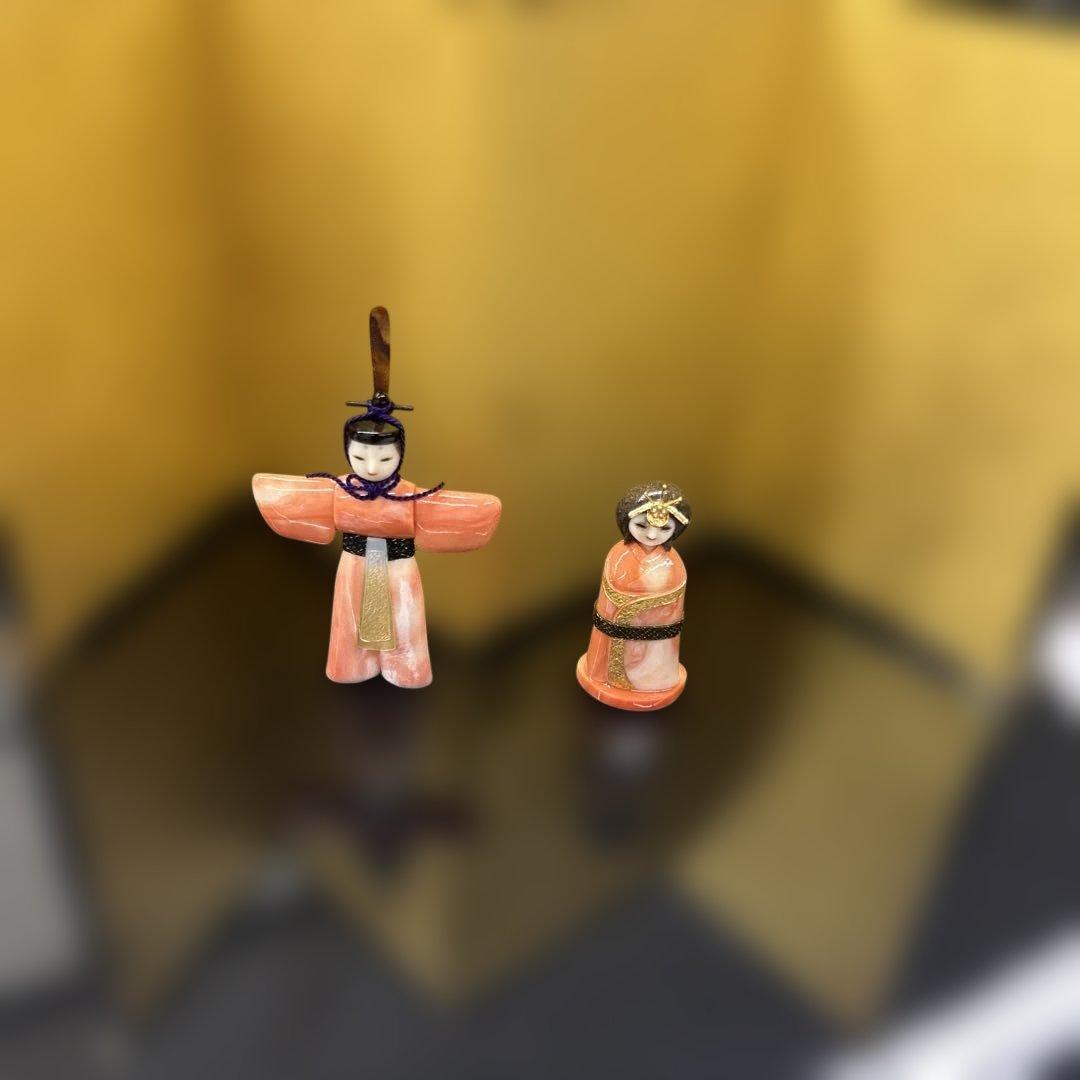 前川泰山作 ひな人形 雛人形「寿雅」珊瑚置物 箱付き