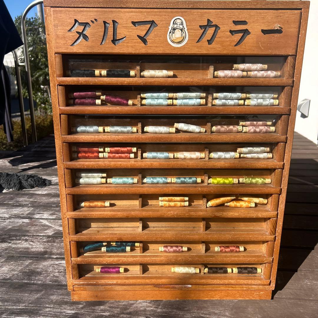 ダルマ印　糸　カラー　棚　アンティーク　レトロ　収納