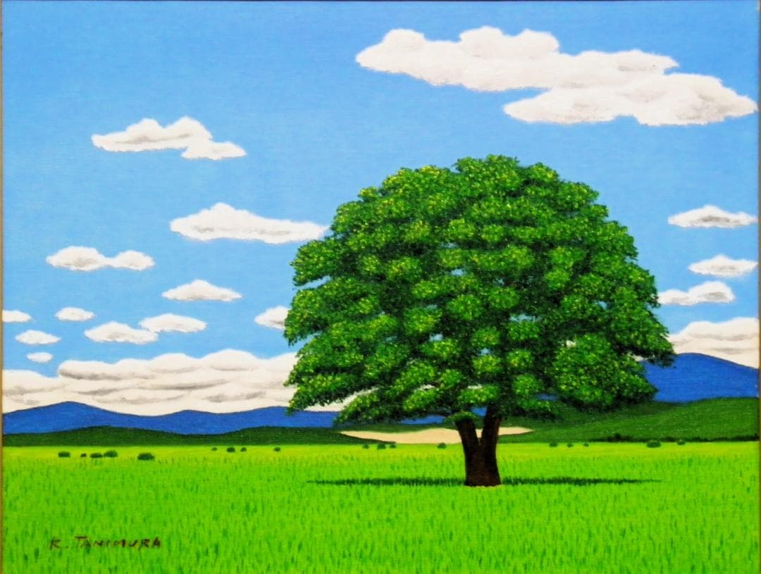 ★北海道・豊頃町ハルニレノ大木・肉筆油彩画・F6