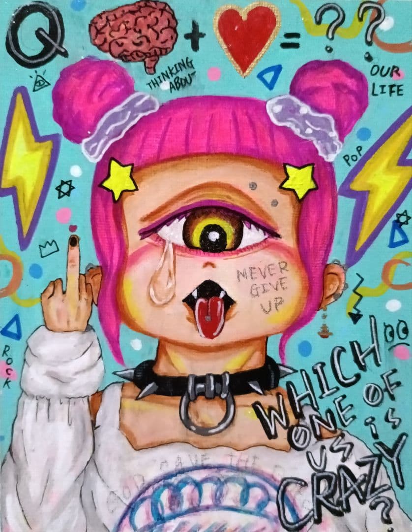 【一点物イラストアート】WHICH ONE OF US IT CRAZY?