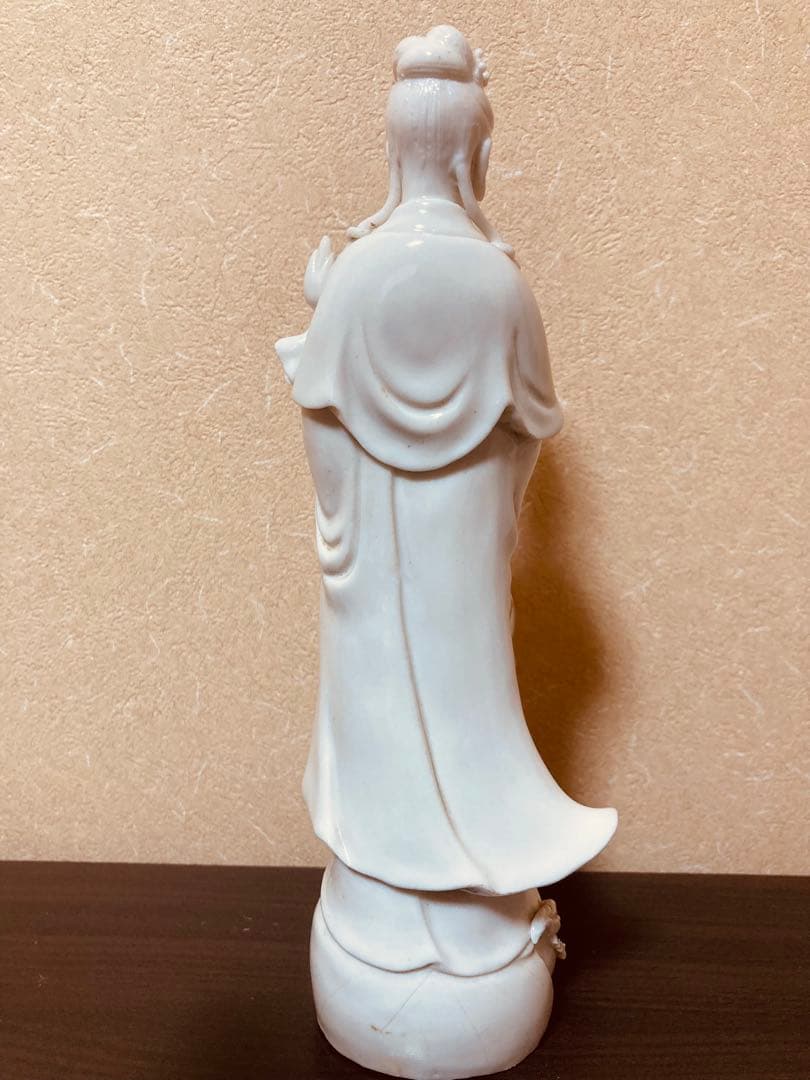 白南京観音像 高さ約22.5ｃｍ 白磁 仏像（検）徳化白磁 観音像