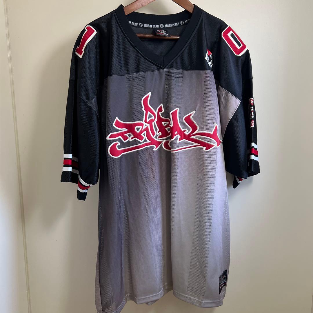 激レア 90s TRIBAL トライバル ゲームシャツ メッシュ 刺繍 XL