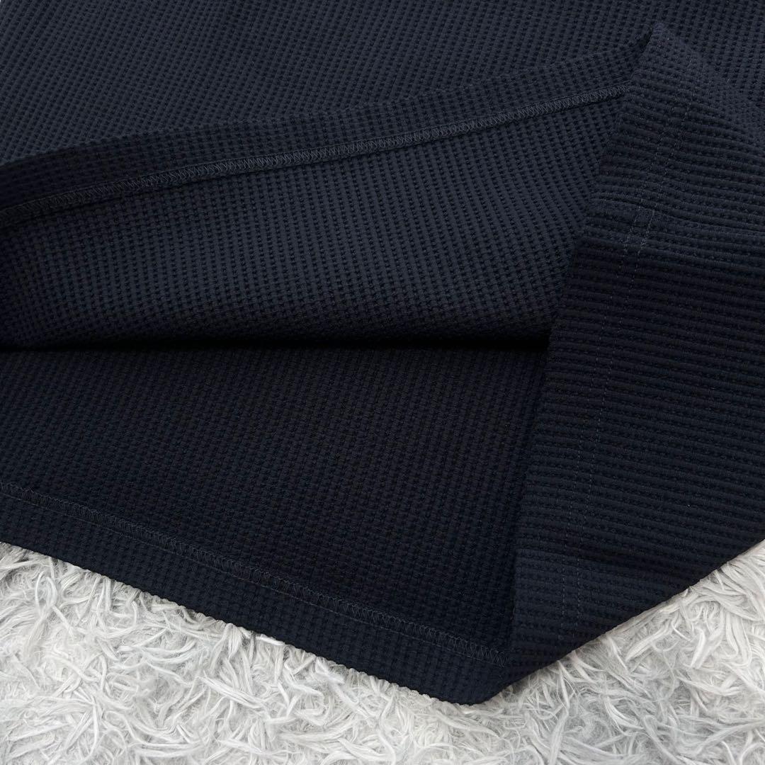 新品　PGG パーリーゲイツ　モックネック　長袖シャツ　ワッフル生地　ネイビー