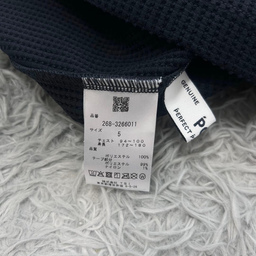 新品　PGG パーリーゲイツ　モックネック　長袖シャツ　ワッフル生地　ネイビー